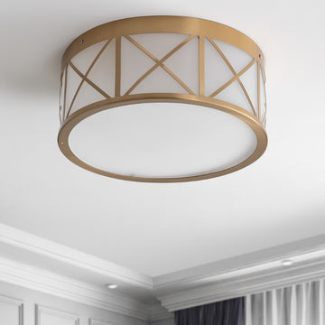 Cadence Drum Metal/Glass Flush Mount - JONATHAN Y